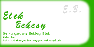 elek bekesy business card